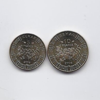 CENTRINĖ AFRIKA 5 ir 10 FRANCS 2006 KM # 18 - 19 UNC