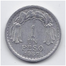 ČILĖ 1 PESO 1957 KM # 179a VF ČILĖ 1 PESO 1957 KM # 179a VF