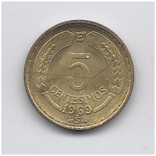 ČILĖ 5 CENTESIMOS 1969 KM # 190 XF ČILĖ 5 CENTESIMOS 1969 KM # 190 XF