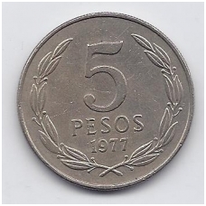 ČILĖ 5 PESOS 1977 KM # 209 VF ČILĖ 5 PESOS 1977 KM # 209 VF
