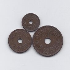 DANIJA 1927 m. trijų monetų rinkinys