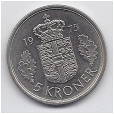 DANIJA 5 KRONER 1975 KM # 863.1 VF/XF DANIJA 5 KRONER 1975 KM # 863.1 VF/XF