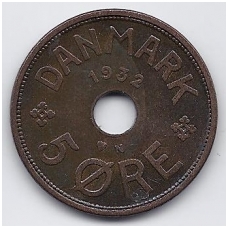 DENMARK 5 ORE 1932 KM # 828.2 VF