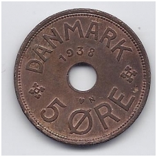 DENMARK 5 ORE 1938 KM # 828.2 VF