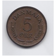 DENMARK 5 ORE 1965 KM # 848.1 VF DENMARK 5 ORE 1965 KM # 848.1 VF