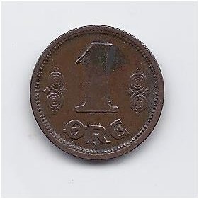 DENMARK 1 ORE 1913 KM # 812.1 VF