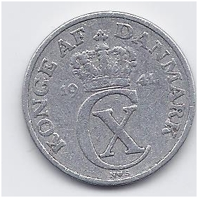 DENMARK 2 ORE 1941 KM # 833 F/VF 1
