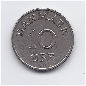 DENMARK 10 ORE 1954 KM # 841.1 VF