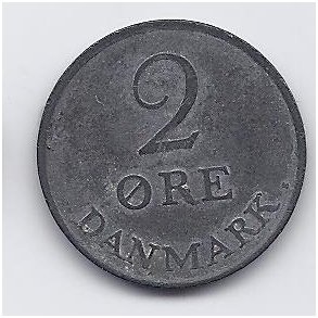 DENMARK 2 ORE 1964 KM # 840 VF