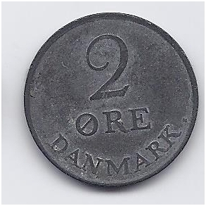 DENMARK 2 ORE 1965 KM # 840 VF