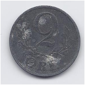 DENMARK 2 ORE 1947 KM # 833a F