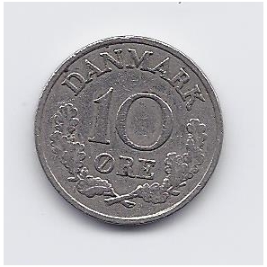 DENMARK 10 ORE 1960 KM # 849 VF