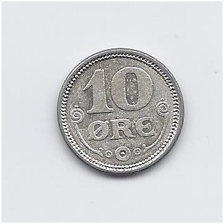 DENMARK 10 ORE 1917 KM # 818.1 VF