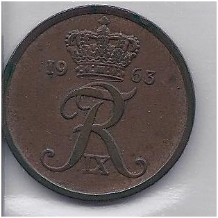 DENMARK 5 ORE 1963 KM # 848.1 VF 1