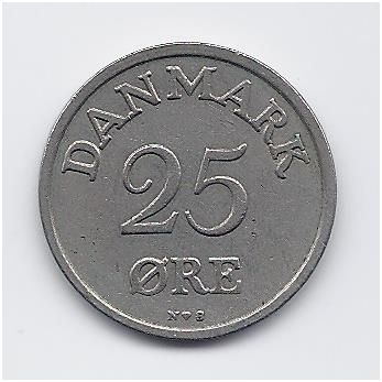 DENMARK 25 ORE 1953 KM # 842.1 VF