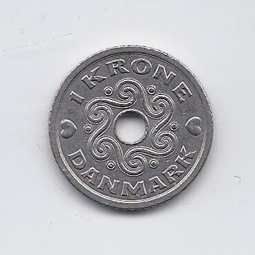 DANIJA 1 KRONE 1993 KM # 873.1 VF/XF