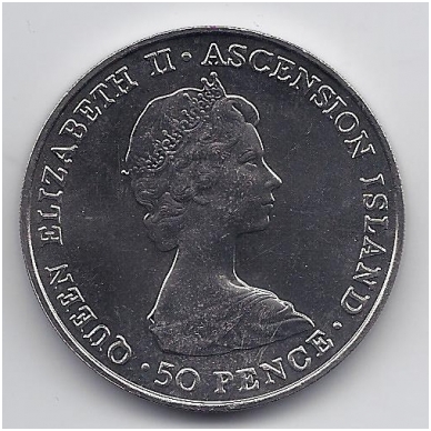 ASCENSION IS. 50 PENCE 1984 KM # 6 UNC Prince Andrew visit 1