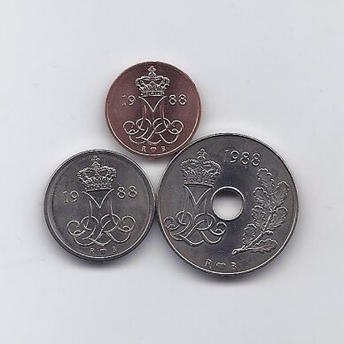 DANIJA 1988 m. 3 monetų rinkinys 1
