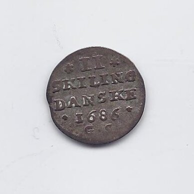DENMARK 2 SKILLING 1686 KM # 383 VF