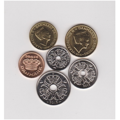 DANIJA 2013 - 2015 m. 6 monetų komplektas 1