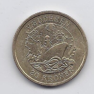 DANIJA 20 KRONER 2007 KM # 921 VF Patrulių laivas "Avinas"