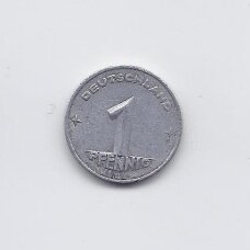 DEMOKRATINĖ VOKIETIJA 1 PFENNIG 1952 E KM # 5 VF