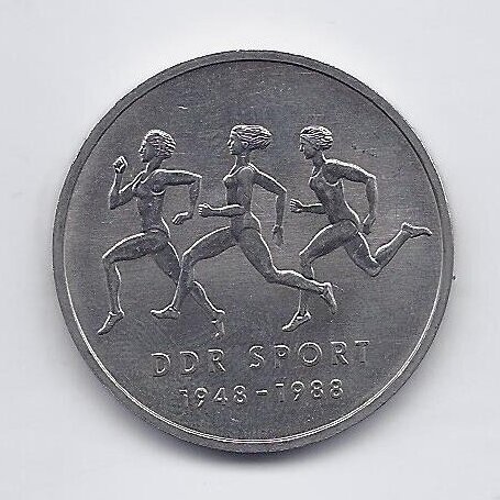 GERMAN DEM. REP. 10 MARK 1988 KM # 125 AU Sports