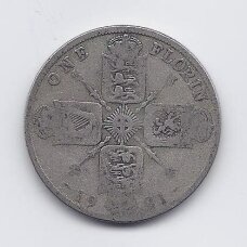 DIDŽIOJI BRITANIJA 1 FLORIN 1921 KM # 817a F/VF