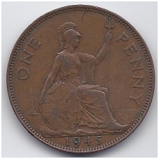 GREAT BRITAIN 1 PENNY 1945 KM # 845 VF