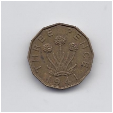 GREAT BRITAIN 3 PENCE 1941 KM # 849 VF