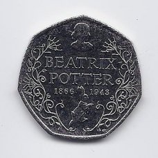 GREAT BRITAIN 50 PENCE 2016 KM # 1370 AU Beatrix Potter