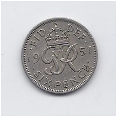 GREAT BRITAIN 6 PENCE 1951 KM # 875 VF GREAT BRITAIN 6 PENCE 1951 KM # 875 VF