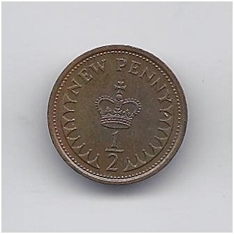 GREAT BRITAIN 1/2 NEW PENNY 1973 KM # 914 VF