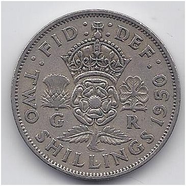GREAT BRITAIN 2 SHILLINGS 1950 KM # 878 VF