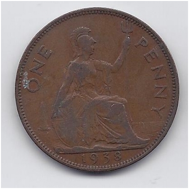 GREAT BRITAIN 1 PENNY 1938 KM # 845 VF