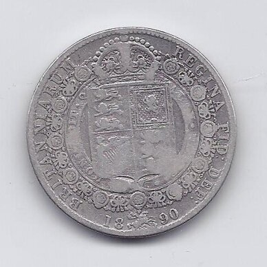 GREAT BRITAIN 1/2 CROWN 1890 KM # 764 F