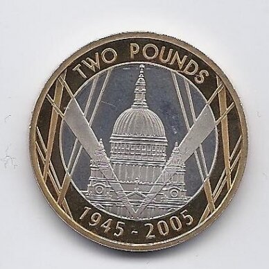 GREAT BRITAIN 2 POUNDS 2005 KM # 1056a PROOF 60th anniversary of the end of World War II
