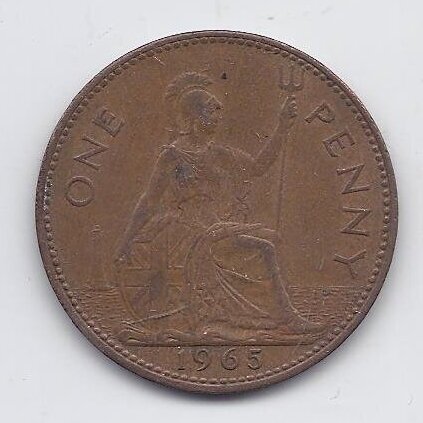 GREAT BRITAIN 1 PENNY 1965 KM # 897 VF