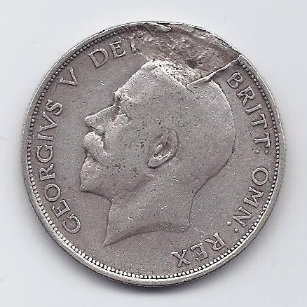 GREAT BRITAIN 1/2 CROWN 1914 KM # 818.1 VF (minting error) 1