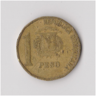 DOMINIKOS RESPUBLIKA 1 PESO 1992 KM # 80.2 F