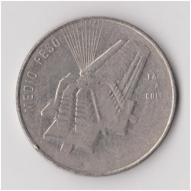 DOMINIKOS RESPUBLIKA 1/2 PESOS 1989 KM # 73.1 VF