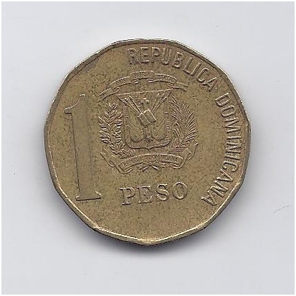 DOMINIKOS RESPUBLIKA 1 PESO 2000 KM # 80.2 VF