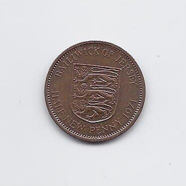JERSEY 1/2 NEW PENNY 1971 KM # 29 VF/XF