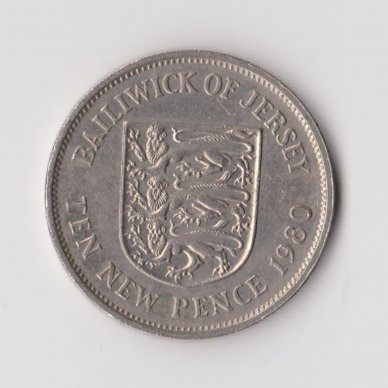 JERSEY 10 NEW PENCE 1980 KM # 33 VF
