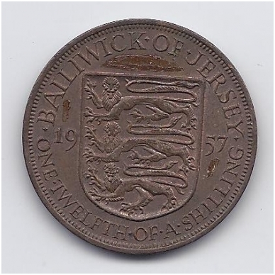 JERSEY 1/12 SHILLING 1957 KM # 21 VF