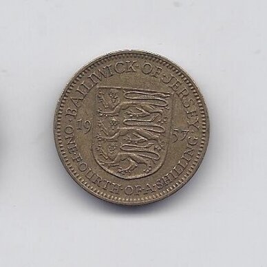 JERSEY 1/4 SHILLING 1957 KM # 22 VF