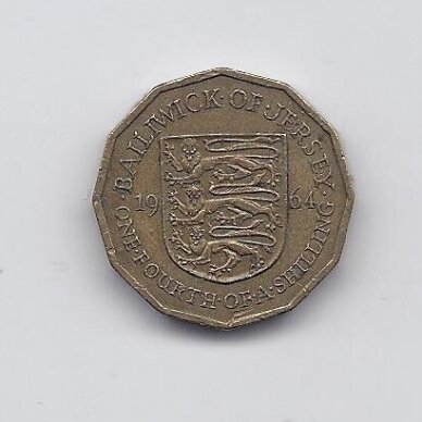 JERSEY 1/4 SHILLING 1964 KM # 25 VF