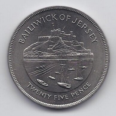 JERSEY 25 PENCE 1977 KM # 44 AU Silver Jubilee