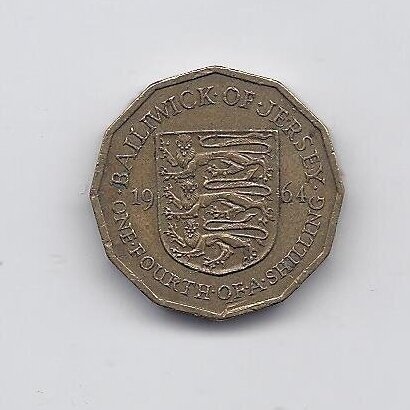 JERSEY 1/4 SHILLING 1964 KM # 25 VF