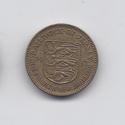JERSEY 1/4 SHILLING 1957 KM # 22 VF